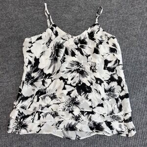 Philosophy S Black White Floral Camisole Spaghetti Strap Boho Flowy Top Feminine